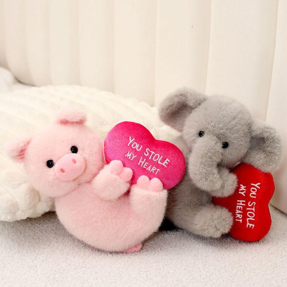 Embrace Love LOVE Heart Elephant Stuffed Toy Pig Infant Plush Elephant Toy Wedding Party Decor