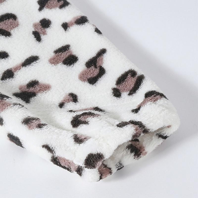 Dětská mikina Dětská mikina s kapucí z korálového sametu s leopardím potiskem