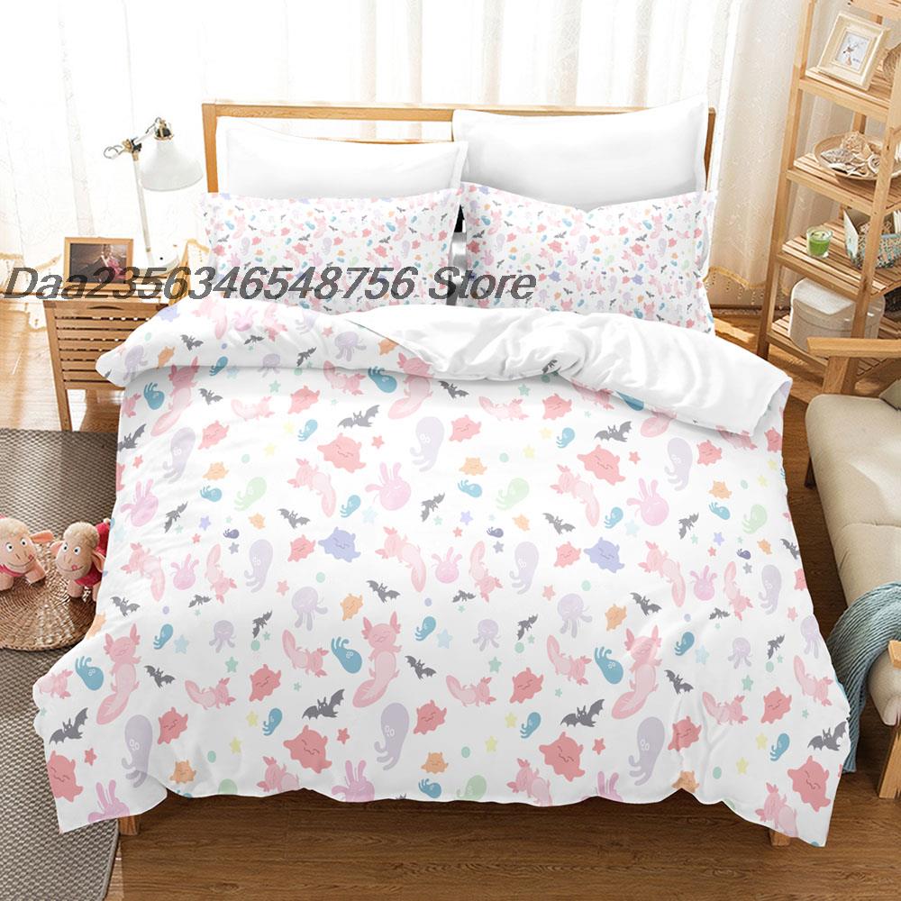 Comforter New Animal Axolotl Bedding Set Single Twin Full Queen King Size Bed Set Aldult Kid Bedroom Duvet Sets Cartoon Bed