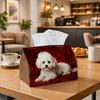 1pc Tissue Box Holder with Classical Fine Art Design-Bichon Frise Canine Portrait, Durable Polyester, Ideal for Kitchen, Living Room, Bedroom, Bathroo