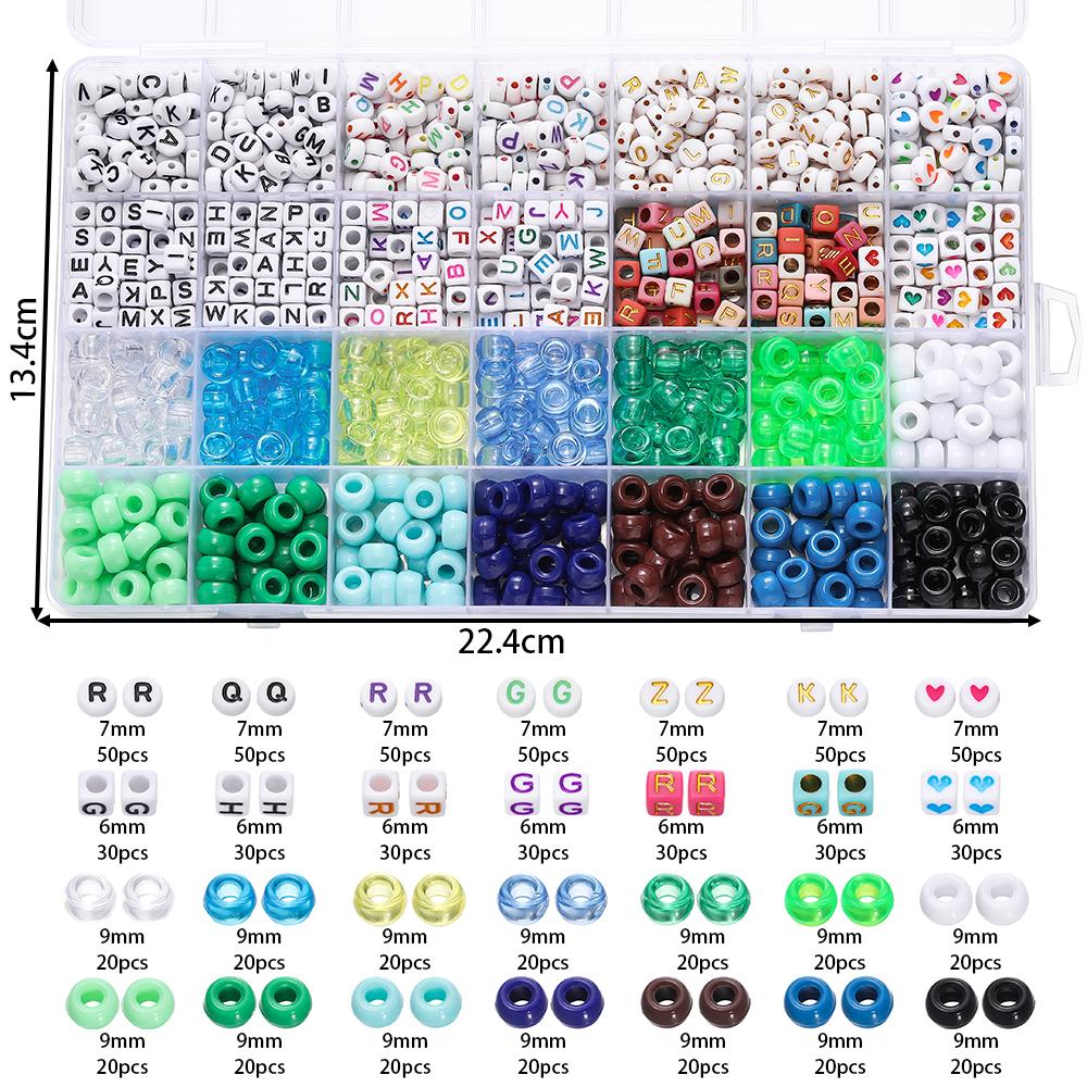 

24Grids Beads Kit Rainbow Acrylic Letter Beads Set Large Hole Beads For DIY Bracelets Necklace Keychain Jewelry Making
