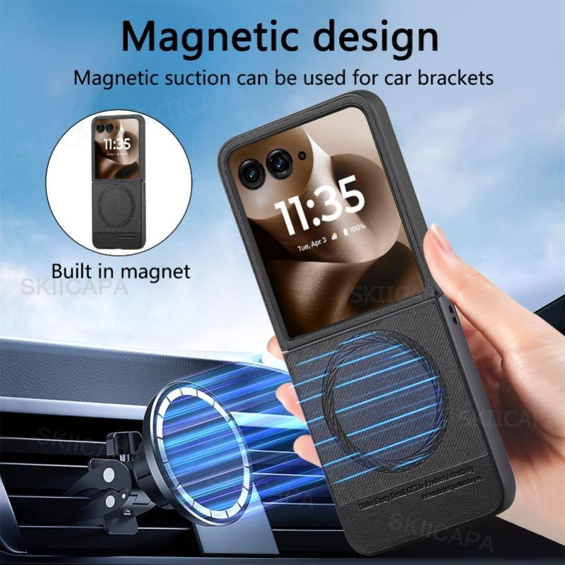 For Magsafe Leather Shockproof Magnetic Cover For Motorola Razr Ultra 2025 Razr + 2024 Razr 60 50 Ultra Wireless Charging Matte Cover