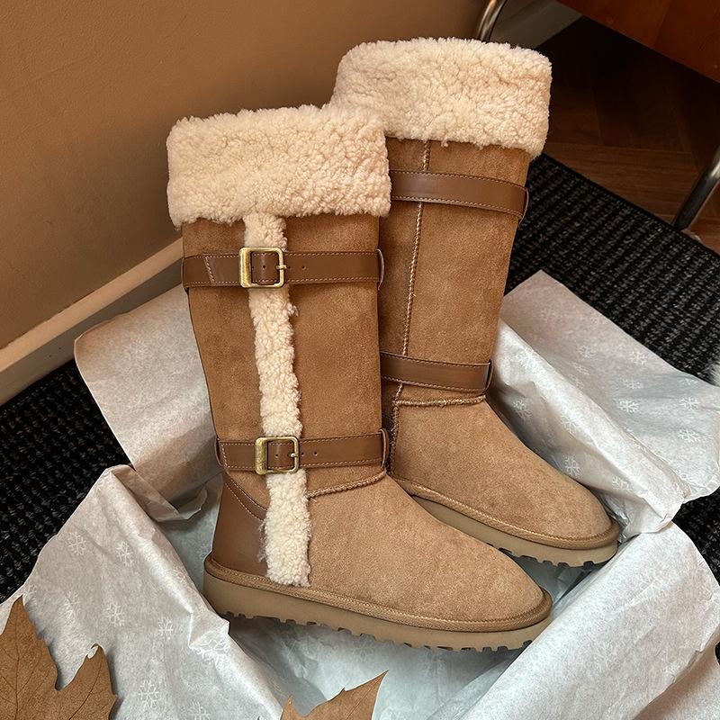 Northeast Fur Integrated Snow Boots Women's 2025 New Winter Non-slip Lamb Wool Piled Thickened Tall Snow Cotton