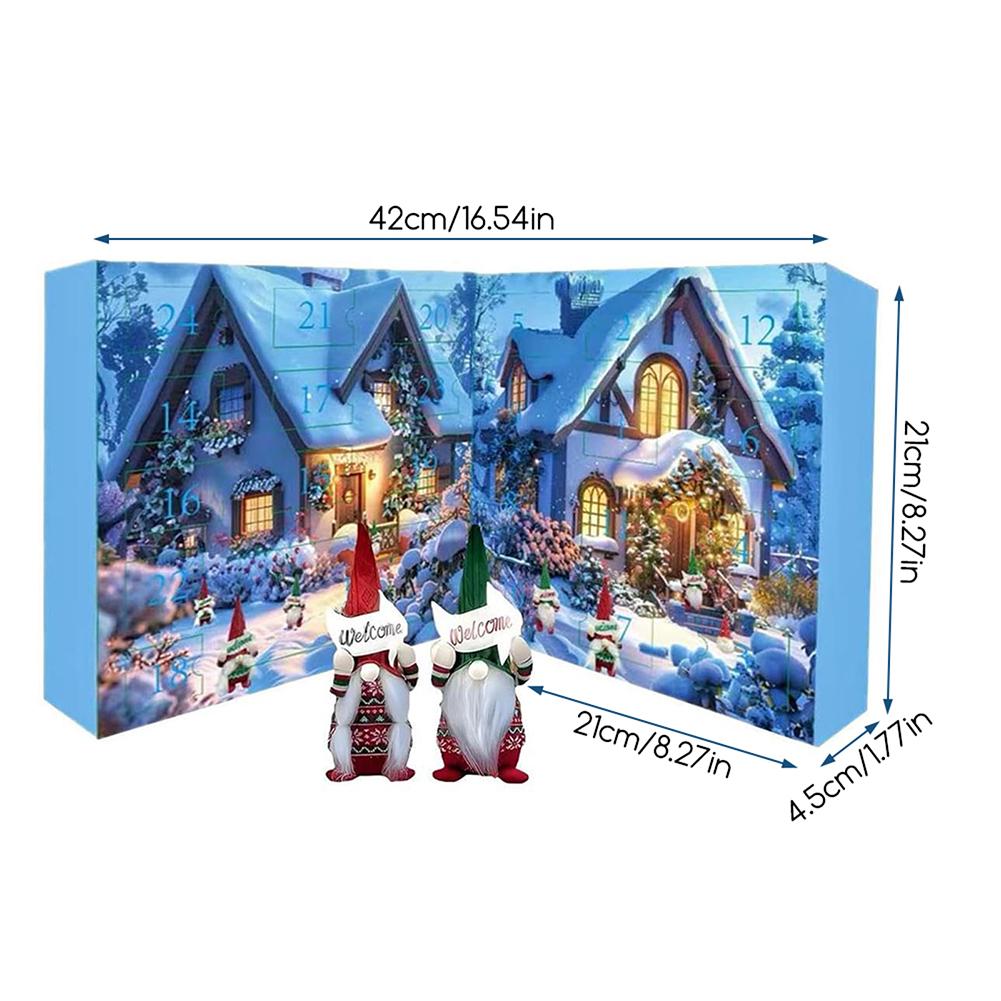 Miniature Gnome Figurines Advents Calendar Set Perfect Holiday Decor & Gift Idea. Tabletop Centerpiece