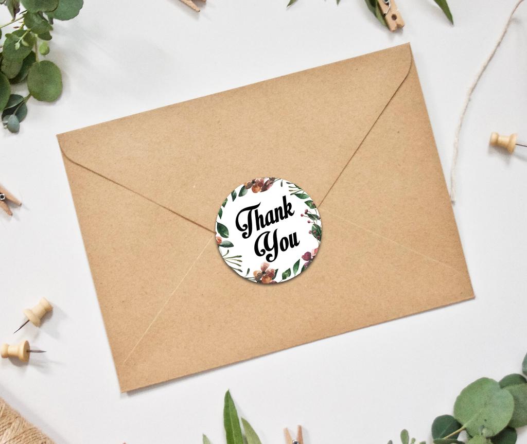 Darling Souvenir Personalized Botanical Floral 1.6 Inches Round Thank You Stickers DIY-45