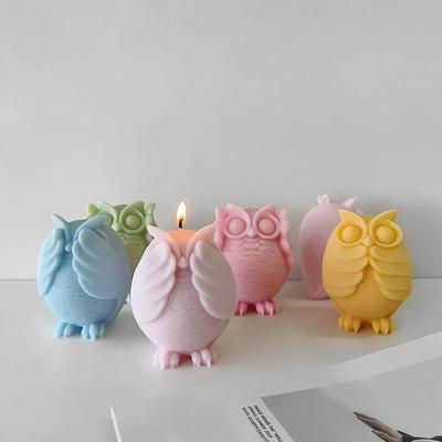 A Top Quality 3D Cartoon Owl Silicone Mold DIY Aroma Candle Plaster Ornaments Mould Cute Animal Owl Handmade Soap Candle Making