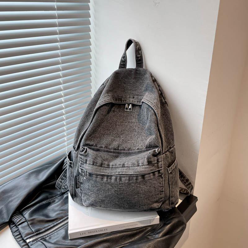 Summer new design new fashion denim women's bags trendy retro large capacity simple shoulder backpack
