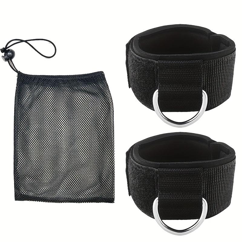 

1 Pair Adjustable Dual Purpose Ankle Straps/Wrist Straps for Cable Machines - with Thick Padding, Synthetic Rubber, Black, Universal 2pcs+1 mesh bag