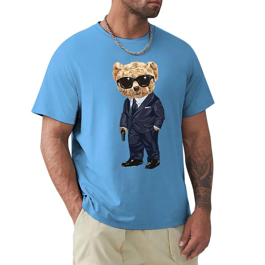 Teddy Bear With A Gun T Shirt Harajuku Short Sleeve T-shirt 100% Cotton Graphics Tshirt Tops