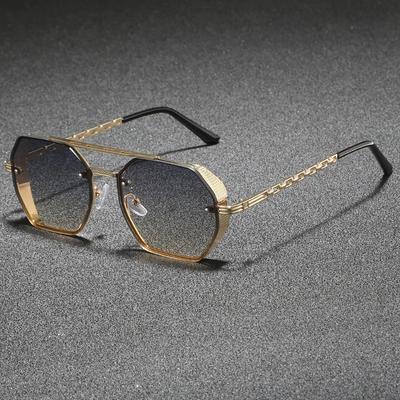 Trendy Square Designer Sunglasses Women Men Metal Frame Colorful Sun Glasses Female Male Brand Fashion Double Bean Shades UV400