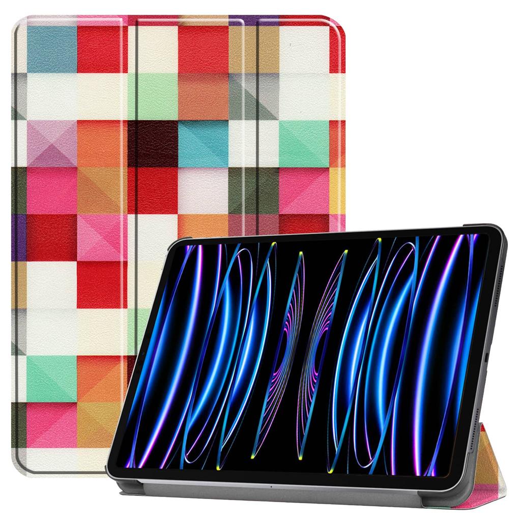 Funda para iPad Pro 11'' 2018 2020 2021 2022 con [Soporte Plegable en Tres Secciones + Activación/Reposo Automático], Colorida Funda de Piel PU Premium a Prueba de Golpes