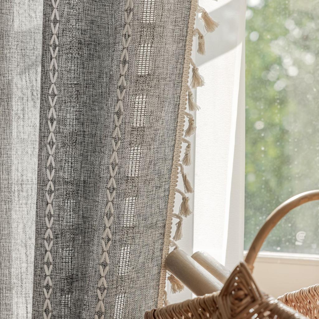 Curtain Finished Semi-Blackout Hollow Jacquard Living Room Balcony