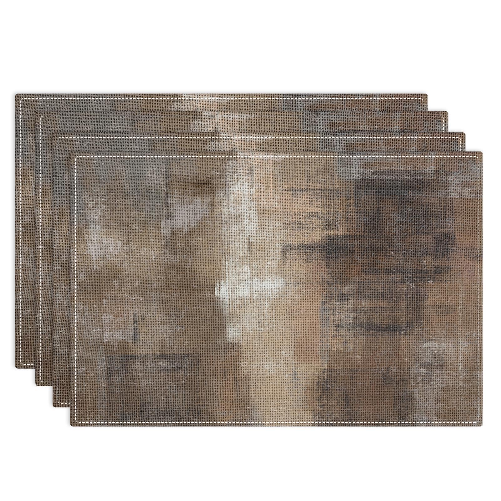 

Farmhouse Placemats Set of 4, 12x18 Inch Blue and Orange Vintage Abstract Messy Rust Painting Table Mats for Outdoor Home Party Kitchen Dining Set of 4
