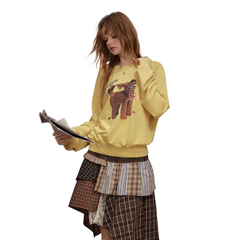 unifree Distressed Oversized Rundhals-Sweatshirt mit überschnittenen Schultern