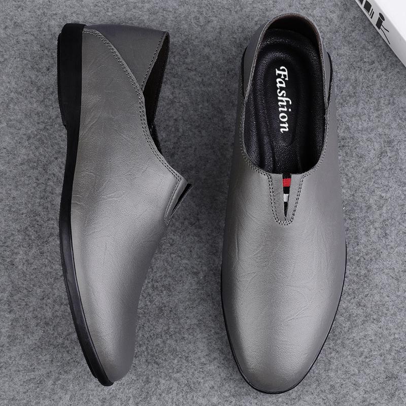 Fashion Spring Summer Mens Casual Shoes Genuine Leather Male Loafers Slip-On Mocasines Soft-Soled Driving Shoes Classic Business Falts