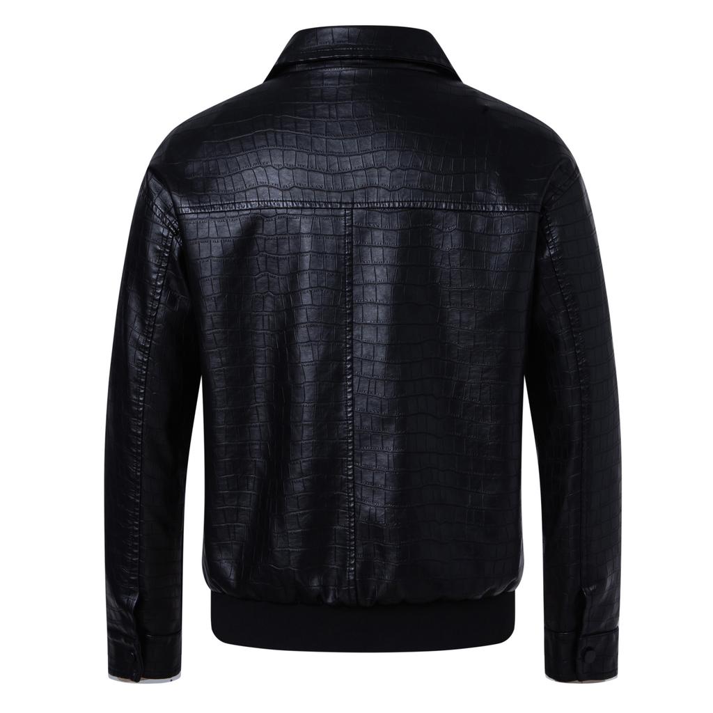 Nova Moda Jaqueta de Couro Casual com Lapela Masculina Jaqueta de Couro Solta Jaqueta de Motociclista Masculina
