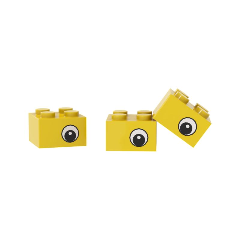 

Non-Toxic Moc 3003Pb026 Building Block Brick 2 X 2 With Black Eye Offset With Pupil With White Pattern On Opposite Sides 5PCS