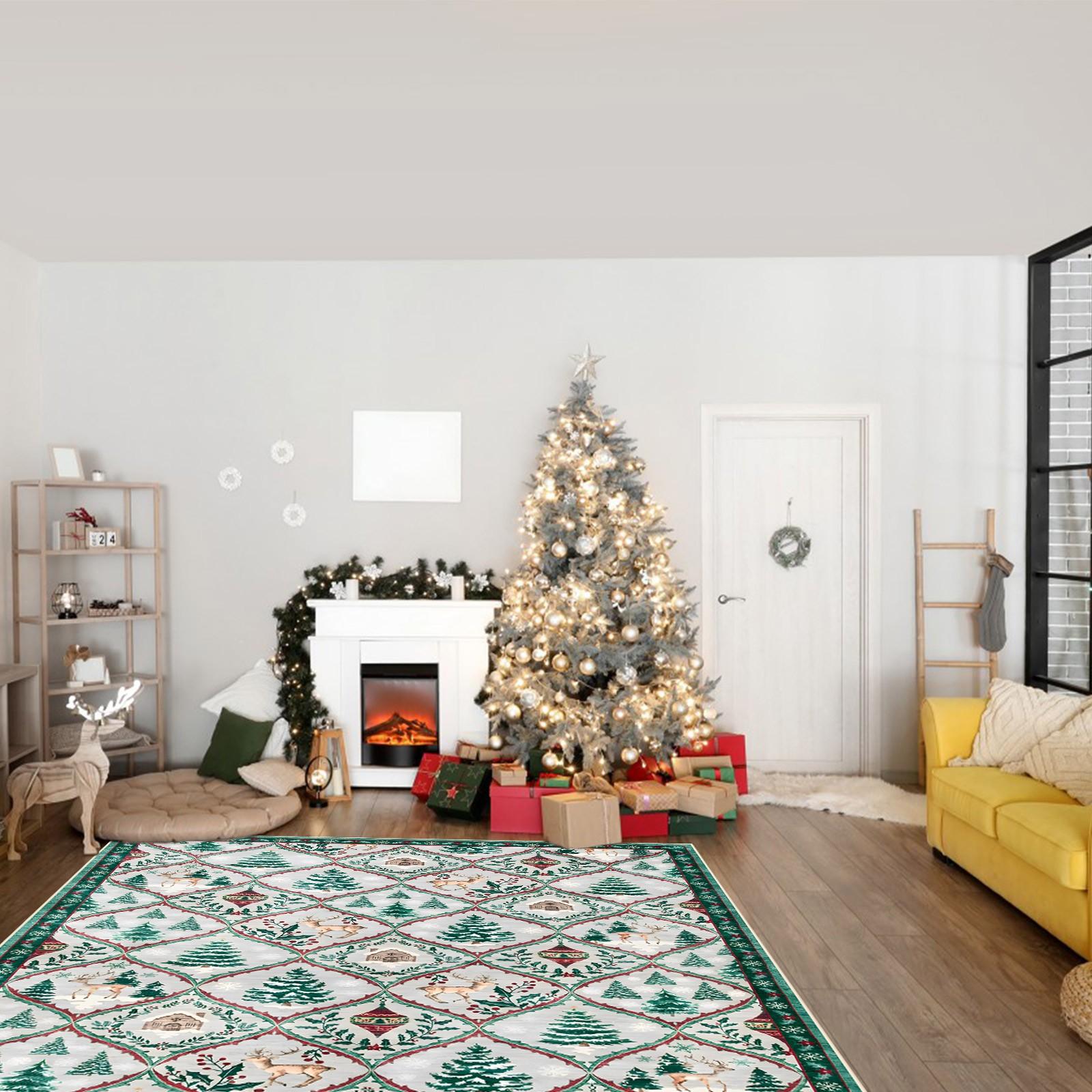 

Рождественский ковер в марокканскую клетку, тонкий ковер для спальни, низкий рождественский ковер, декоративный ковер большой площади (2,62x5,24 фута, красный/зеленый/белый) One Size темно-зеленого