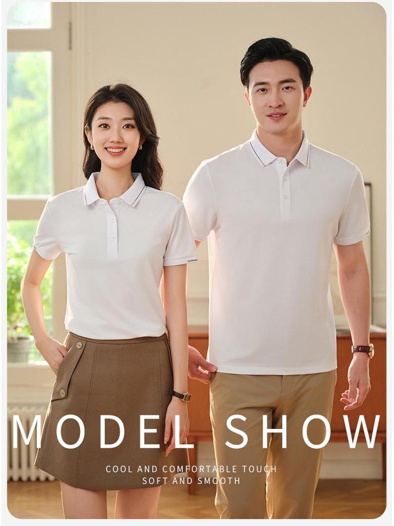 Unisex Summer Breathable Short Sleeve Polo Shirt with Turn-Down Collar for Corporate Group Customization