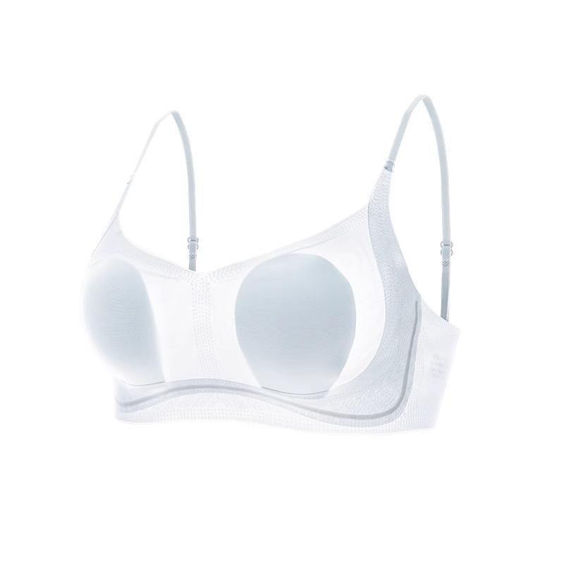 Ice silk seamless underwear women's big breasts show small rabbit ears, thin shoulder straps, large open back, breathable bra, summer thin style