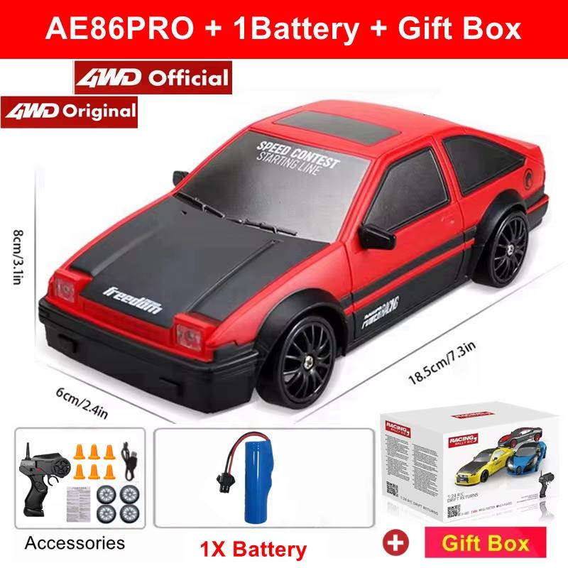 4WD Remote Control Drift Car 4X4 High Speed Racing RC Car with LED Lights RTR Radio Truck Vehicle Model Toy Gift for Kids Adults