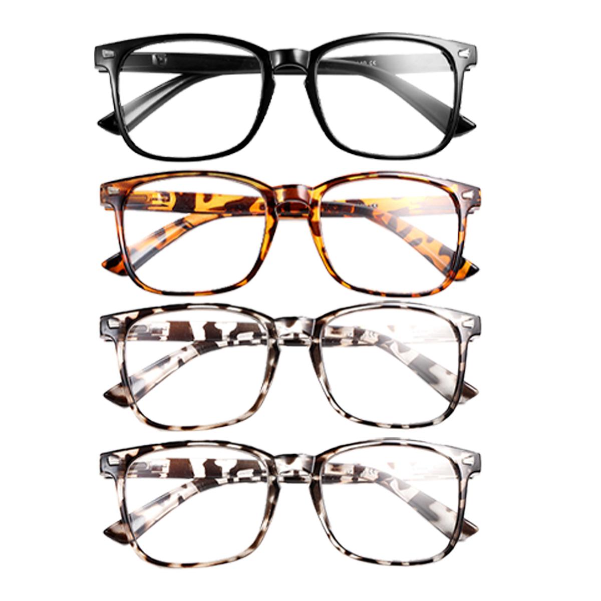 

4pcs Retro Mens Glasses Frame Fashion Computer Eyeglasses Frame Women Anti-blue Light Transparent Clear Pink Plastic Frame 3.0