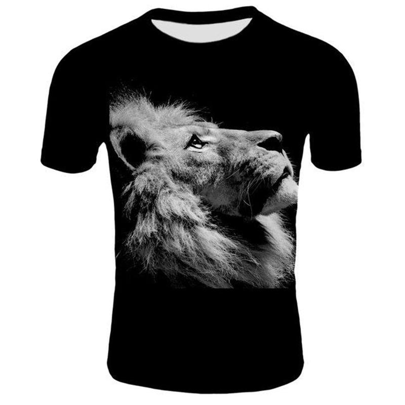 Cool Lion Graphics T Shirts Summer Fashion Short Sleeve 3D Animals Printed Mens T-shirts Casual Streetwear Oversized Tees Tops