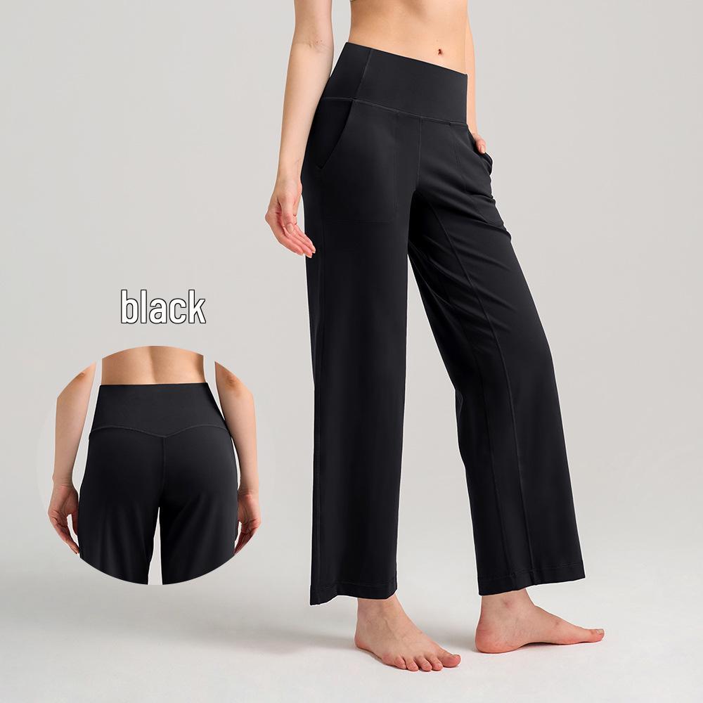 Lulu Women's High-Waisted Wide-Leg Yoga Pants with Brushed Finish and Hidden Pocket