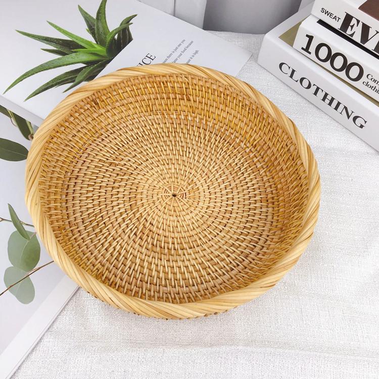 Vietnamese Woven Rattan Storage Basket: Fruit, Snacks, Sundries & Candy Organizer for Living Room or Coffee Table - Japanese Style