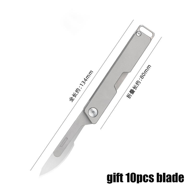 Titanium Alloy Scalpel Utility Knife Paper Open Box D2 Blade Quick Open Folding Knife No Lock Portable Pocket Key Chain Tool