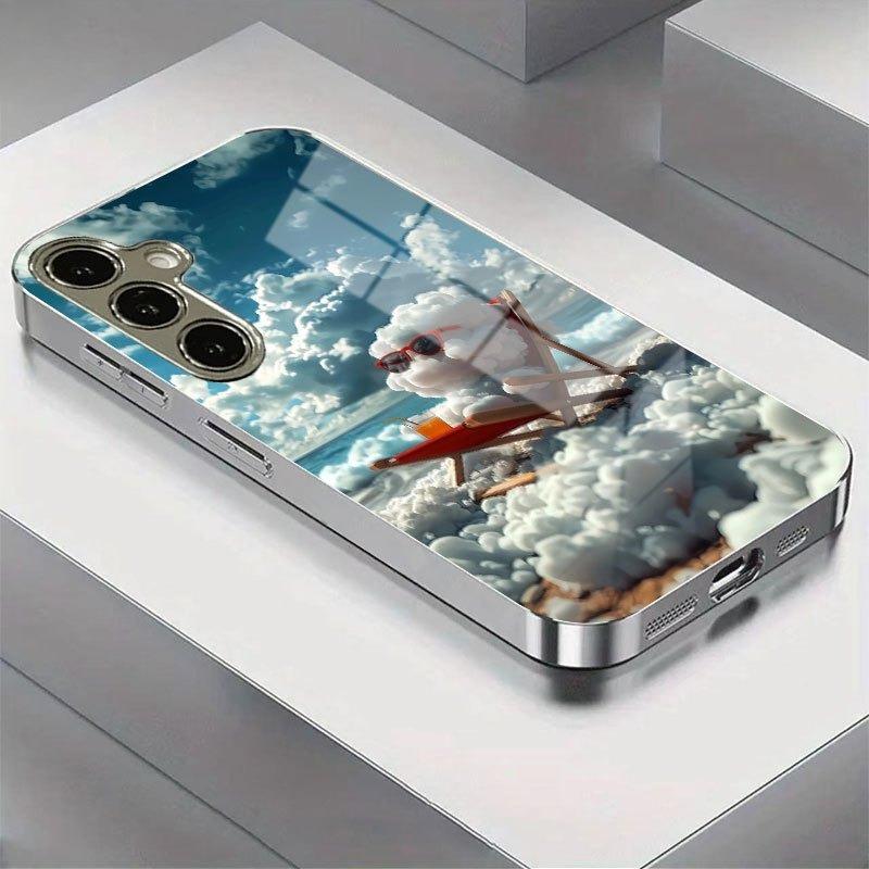 

Позолоченный чехол для телефона из закаленного стекла, совместимый с Galaxy S26 S25 S24 S23 S22 Ultra Plus. Имеет дизайн в виде облачка. For Galaxy S26