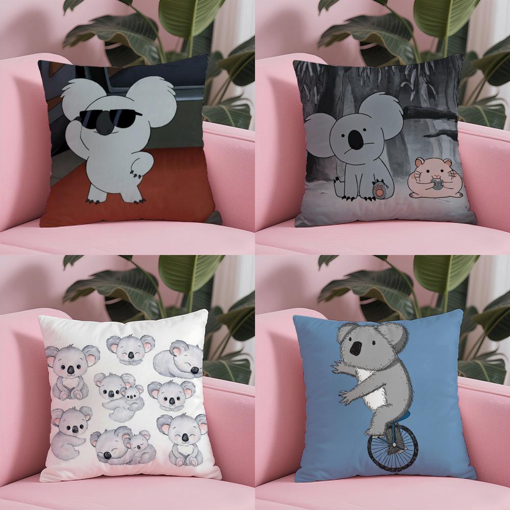 Koala Creative Cartoon Pillow Case Soft Plush Fabric DoubleSided Printed Cushion Cover Warm Winter Sofa Pillow Case