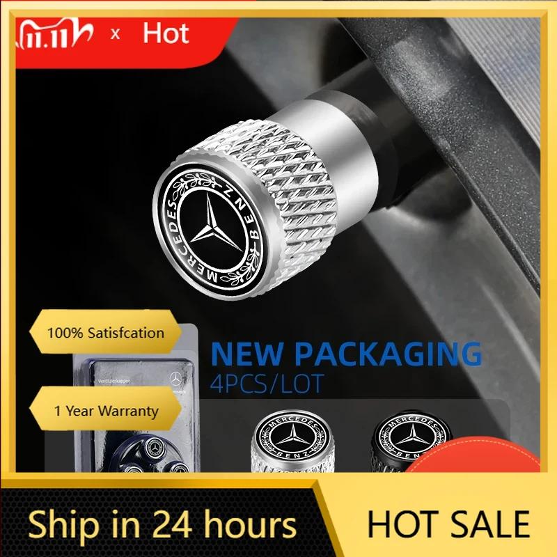 Pro AMG Benz 4ks Čepičky ventilků pneumatik do auta Knurling styl Čepička ventilku pneumatiky pro Mercedes Benz W211 W204 W210 W203 CLA GLA