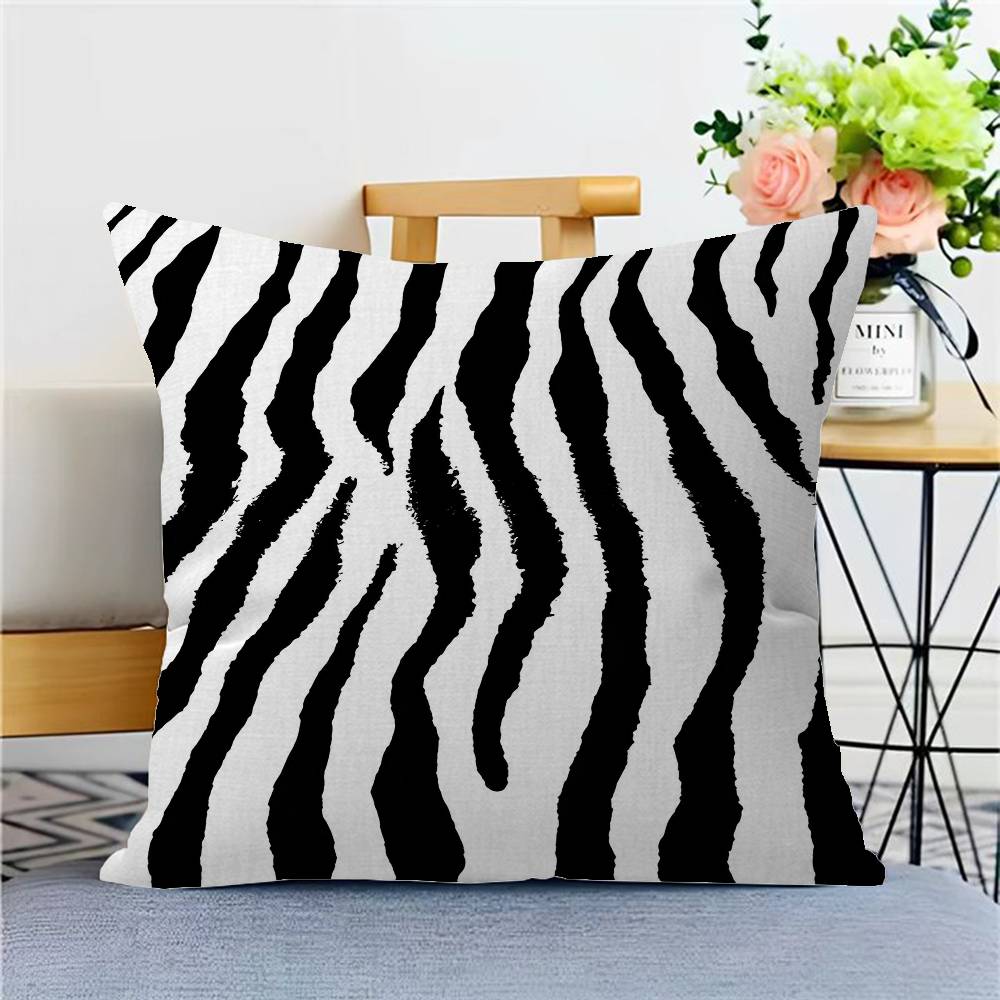 Black White Color Print Zebra Pillow Gift Home Office Decoration Bedroom Sofa Car Cushion Cover Case 45x45