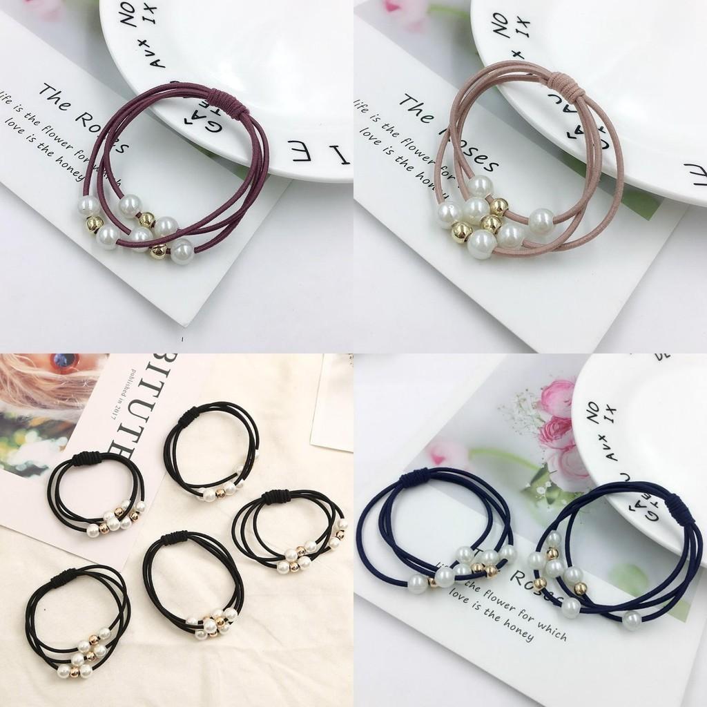 Korean Version Of The Three-strength Rubber Band High-elastic Pearl Head Rope For Women And Girls