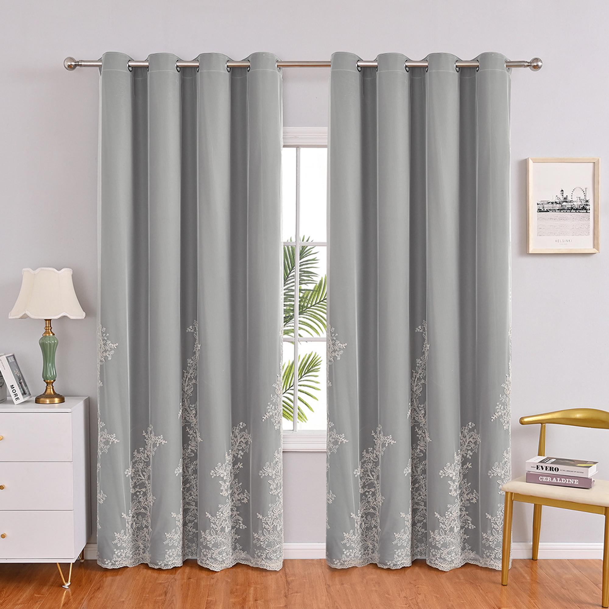 1 stuk Verduisterend Gordijn voor Woonkamer & Slaapkamer, Eenvoudige Installatie Warmte-Isolatie Zonwerend Stof, Verbetert Privacy Raamdecoratie 1pc W132xL183 cm&Rod pocket grijs