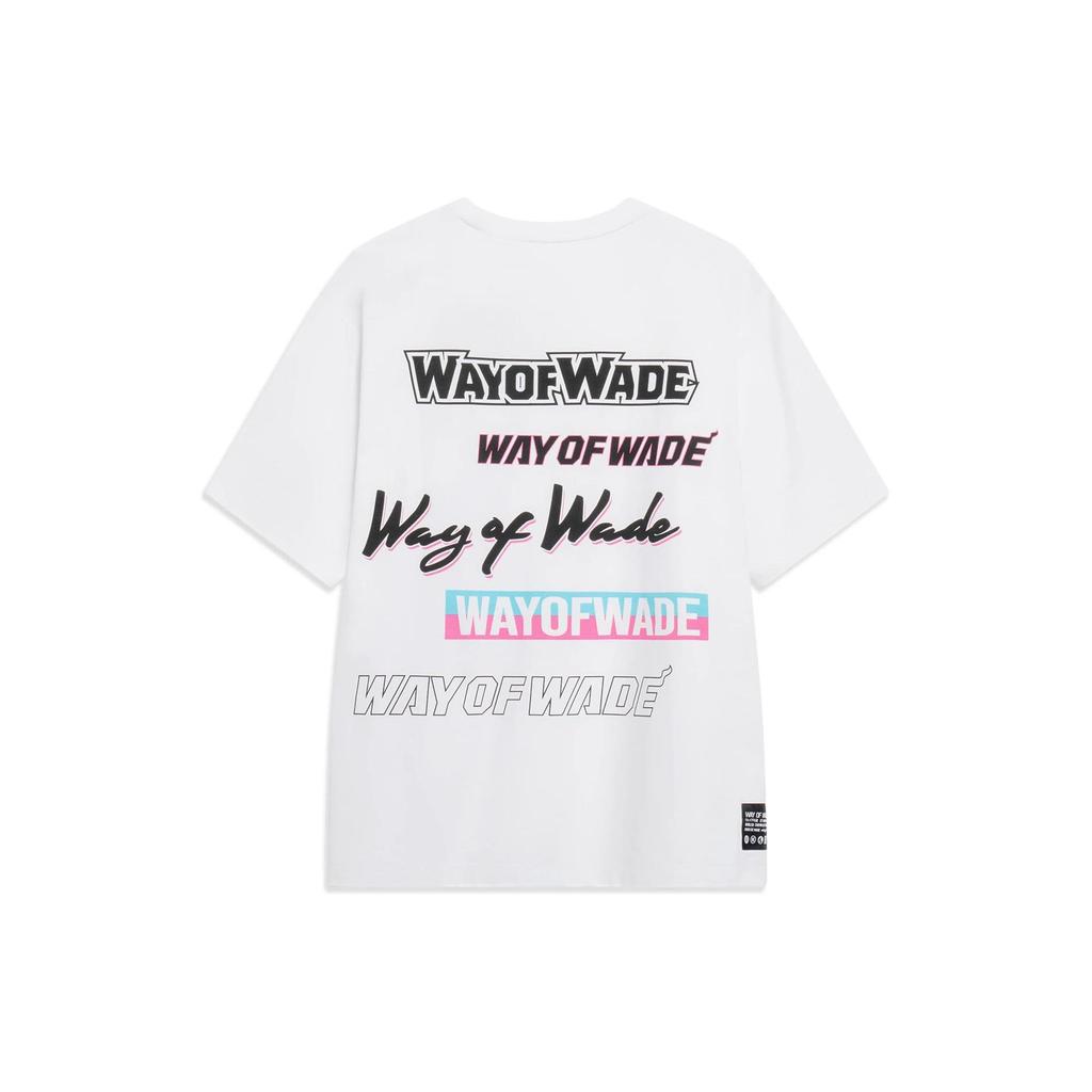 Li-Ning Wade Series Letter Print Round Neck Loose Short Sleeve T-Shirt Unisex Tops White AHST329-2