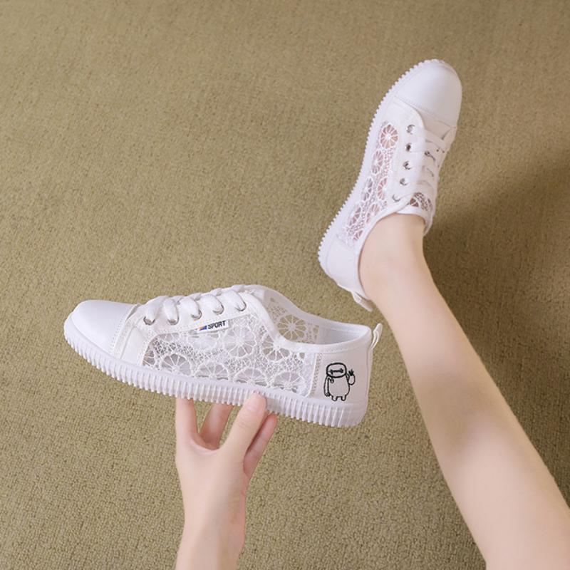 Trendy Vulcanized Shoes 2024 New Mesh Breathable Flat Sole Simple Comfortable Casual Women's Platform Sneakers Zapatos Mujer
