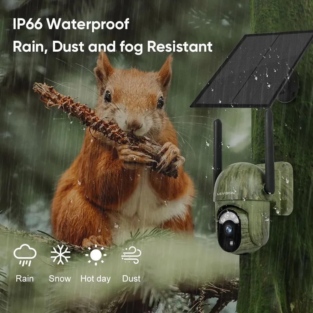 LS VISION Κάμερα Ασφαλείας 4MP 4G Ηλιακή Ασύρματη Εξωτερικού Χώρου WiFi Ανίχνευση Ανθρώπου/Ζώου Αμφίδρομη Επικοινωνία Νυχτερινή Όραση Αδιάβροχη IP66 Κάμερα Άγριας Ζωής