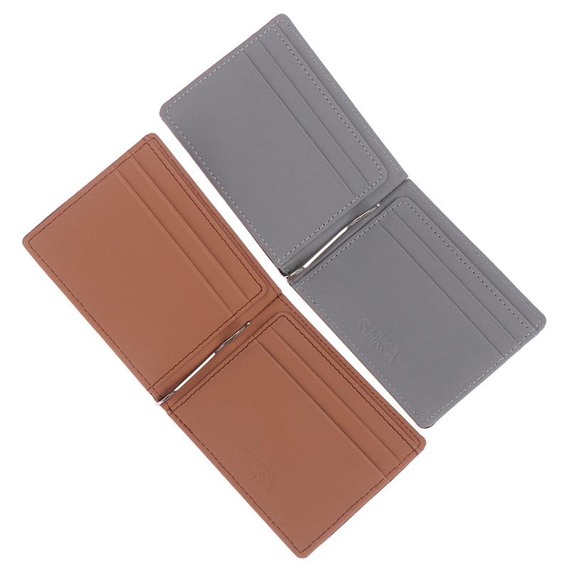 1X Billetera con Clip para Billetes Ultradelgada de Cuero para Tarjetas de Crédito/Identificación
