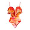 1011 European and American New Fast-selling Smudged Ruffle Leaf Edge One-piece Swimsuit Women's Vacation Suit Beach Skirt