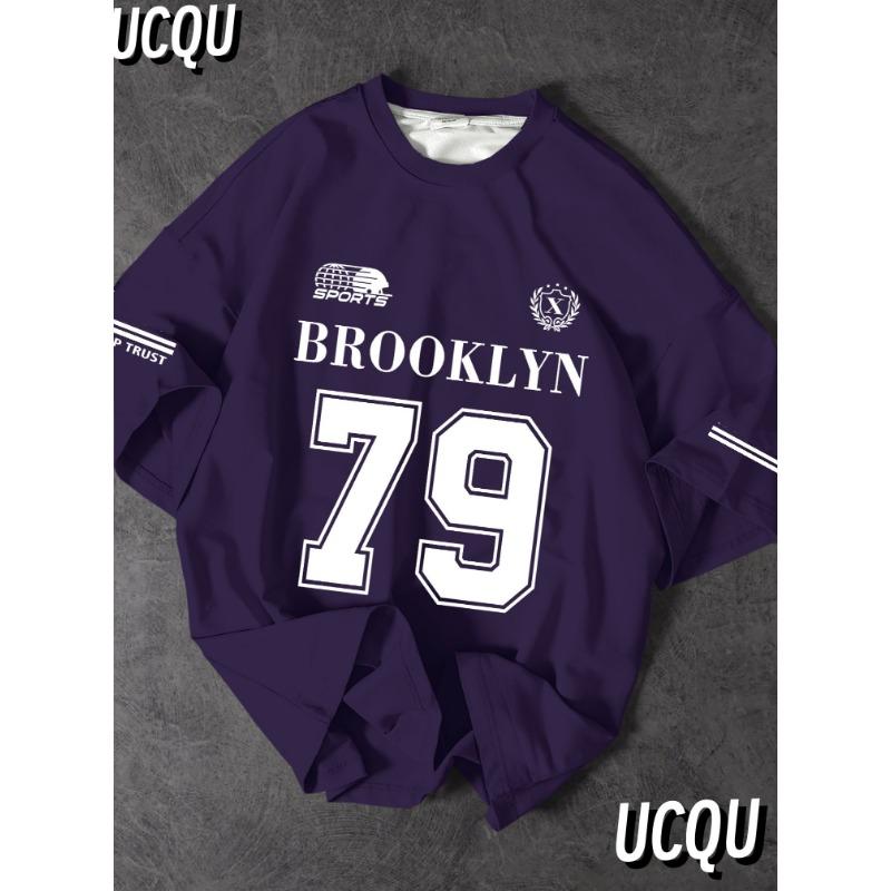 79 BROOKLYN Print Casual Graphic T-Shirt Short Sleeve Sports men s XXS