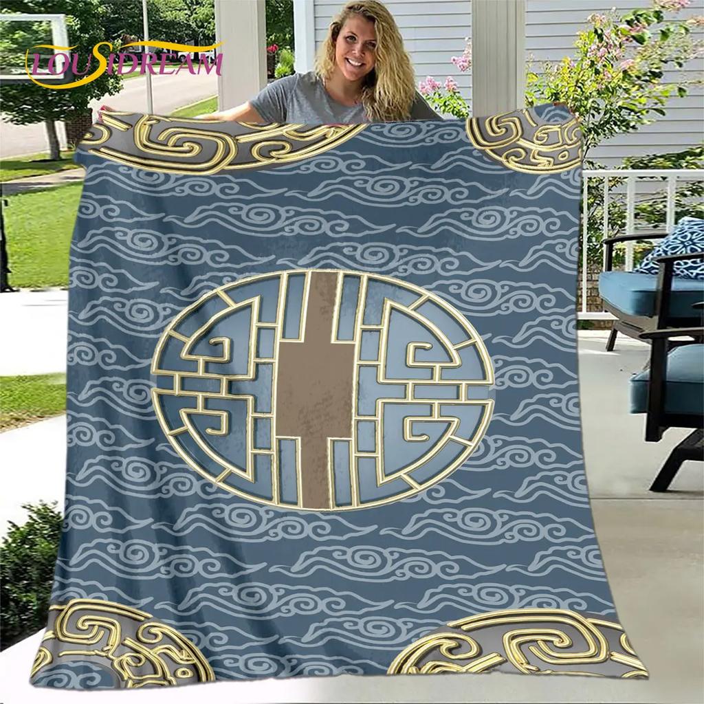 Coperta 3D in stile classico cinese, coperta in flanella, coperta da divano, coperta calda per casa, soggiorno, camera da letto, letti, divano, picnic, bambino