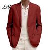 Polyester Single Button Coat Men Casual Blazer Notch Lapel Suit Jacket Structured Daily Wear Jacket Business for Wedding Office Layering Pieces