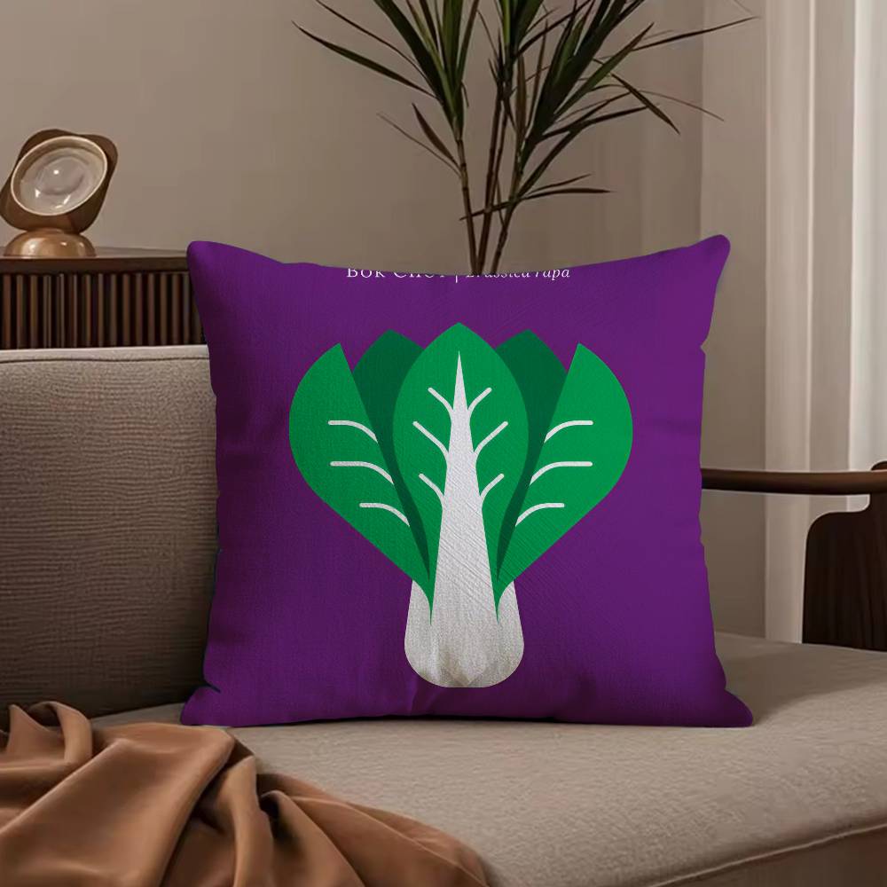 Vegetable Lovely Simple Pillow Case Anti-dustmite Pillowcase Invisible zipper silky short plush Sofa cushion cover