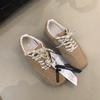 Cowhide version~ retro casual shoes color matching lace-up flat-bottom sports shoes women's versatile running tide