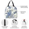 Chinoiserie Insulated Lunch Bag Blue and White Outdoor Bule Birds Flowers Reusable Waterproof Thermal Bento Bag for Work School