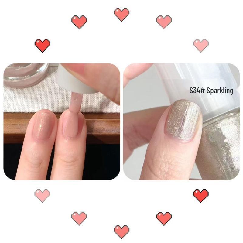 Abziehbarer Feinglitzer Nude Nagellack Set - Geruchlos, Kein Brennen, Kristallklar für Studenten