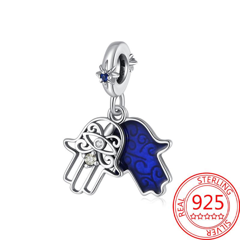 Mysterious Copper Love Evil Eyes Celtic Knot Palm Pendant Beads Safety Clip Fit Brand Bracelet Premium Gift Diy