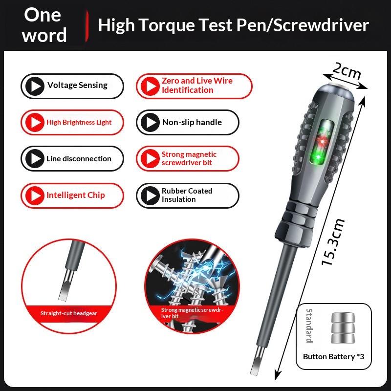 2-In-1 2Pc Screwdriver Electricity Detector High Torque Strong Magnetic Voltage Test Pen Screwdriver For Electricity Detection